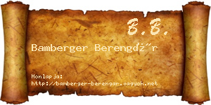 Bamberger Berengár névjegykártya
